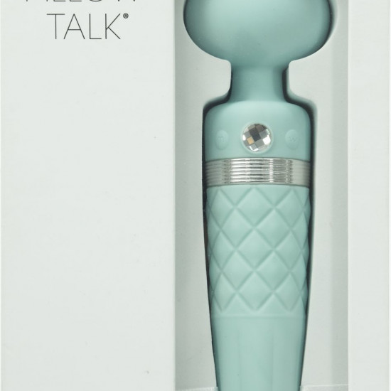 Вибромассажер 2в1 PILLOW TALK - Sultry Teal, классический массажер и вибратор с ротацией, подогрев