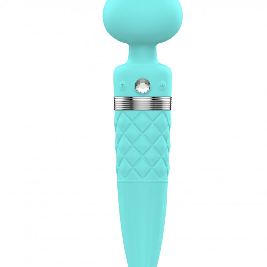 Вибромассажер 2в1 PILLOW TALK - Sultry Teal, классический массажер и вибратор с ротацией, подогрев