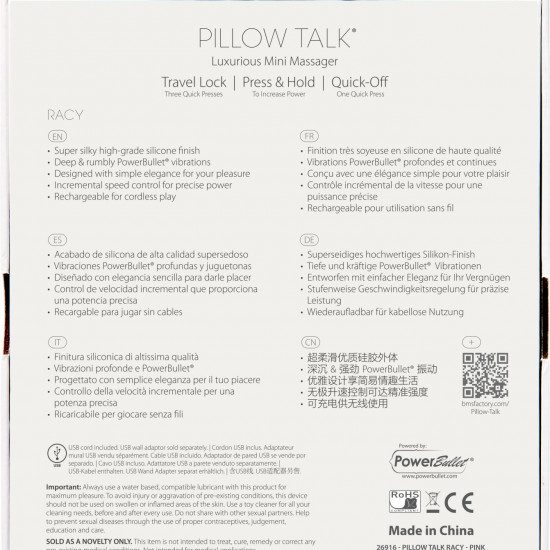 Роскошный вибратор Pillow Talk - Racy Pink с кристаллом Swarovski для точки G, подарочная упаковка