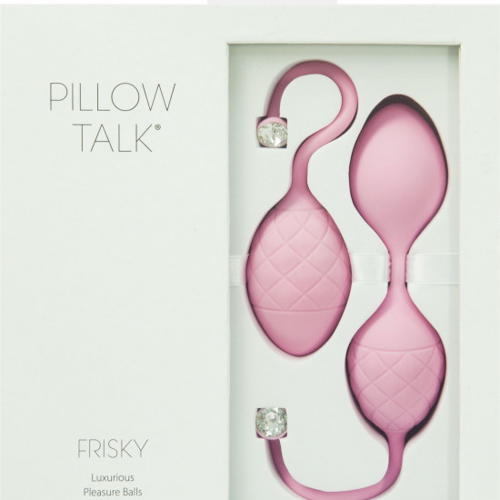 Роскошные вагинальные шарики PILLOW TALK - Frisky Pink с кристаллом, диаметр 3,2см, вес 49-75гр