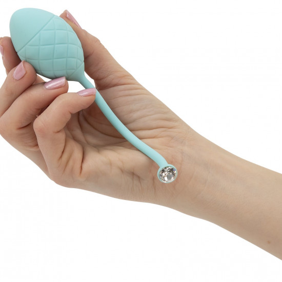 Роскошные вагинальные шарики PILLOW TALK - Frisky Teal с кристаллом, диаметр 3,2см, вес 49-75гр