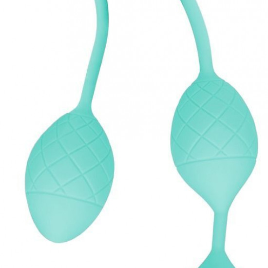 Роскошные вагинальные шарики PILLOW TALK - Frisky Teal с кристаллом, диаметр 3,2см, вес 49-75гр