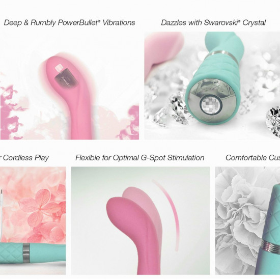 Роскошный вибратор Pillow Talk - Sassy Teal с кристаллом Сваровски для точки G, подарочная упаковка