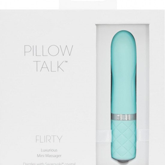 Роскошный вибратор PILLOW TALK - Flirty Teal с кристаллом Swarovski, гибкая головка