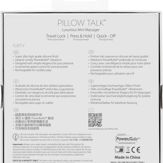 Роскошный вибратор PILLOW TALK - Flirty Teal с кристаллом Swarovski, гибкая головка