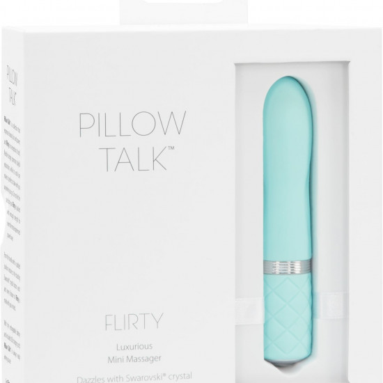Роскошный вибратор PILLOW TALK - Flirty Teal с кристаллом Swarovski, гибкая головка
