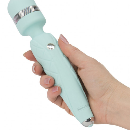 Роскошный вибромассажер PILLOW TALK - Cheeky Teal с кристаллом Swarovski, плавное повышение мощности