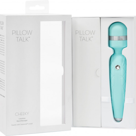 Роскошный вибромассажер PILLOW TALK - Cheeky Teal с кристаллом Swarovski, плавное повышение мощности