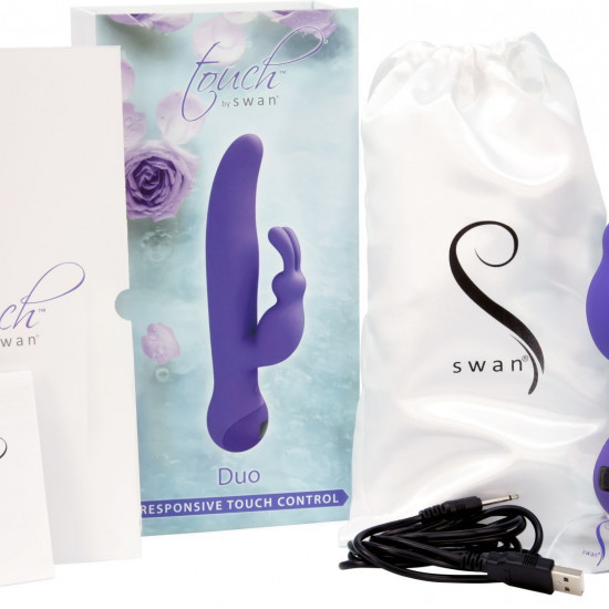 Вибратор-кролик с сенсорным управлением и ротацией Touch by SWAN - Duo Purple, глубокая вибрация