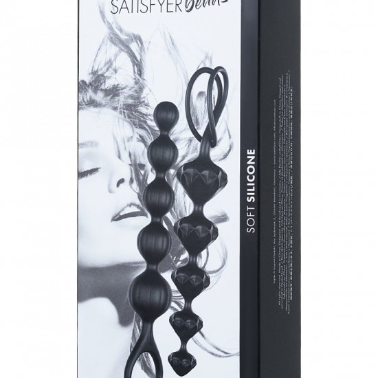 Набор анальных бус Satisfyer Beads Black, силикон, макс. диаметр 3,3 см и 3,5 см