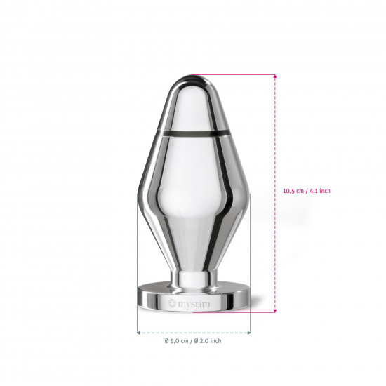 Металлическая анальная пробка Mystim John для электростимулятора, диаметр 5 см