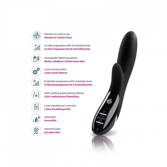 Вибратор-кролик с электростимуляцией Mystim Daring Danny eStim Black, миостимулятор