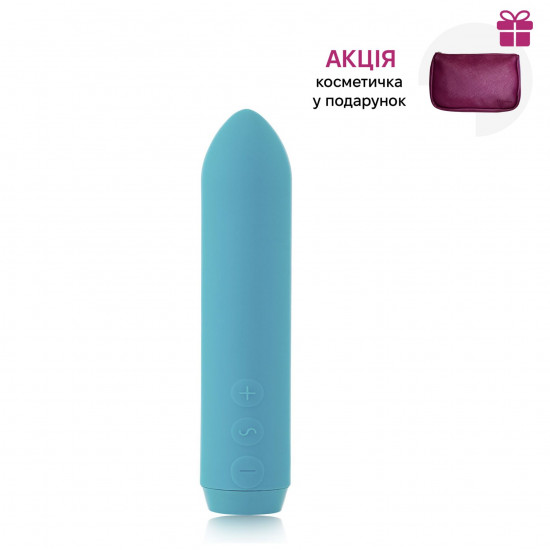 Минивибратор Je Joue - Classic Bullet Vibrator Teal с глубокой вибрацией и фиксацией на палец  + подарок косметичка