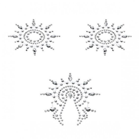 Пэстис из кристаллов Petits Joujoux Gloria set of 3 - Silver, украшение на грудь и вульву