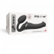 Безремневой страпон с вибрацией Strap-On-Me Vibrating Black M, диаметр 3,8см, пульт ДУ, регулируемый