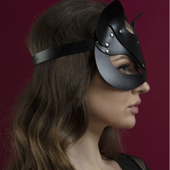 Маска кошечки Feral Feelings - Catwoman Mask, натуральная кожа, черная