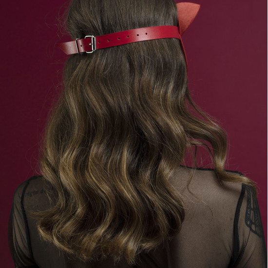 Маска кошечки Feral Feelings - Catwoman Mask, натуральная кожа, красная