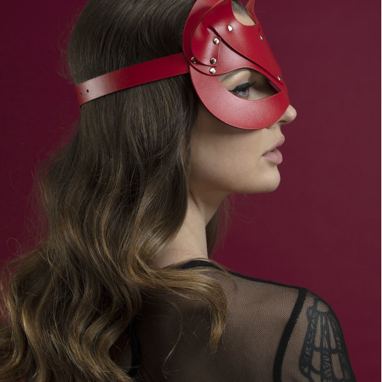 Маска кошечки Feral Feelings - Catwoman Mask, натуральная кожа, красная