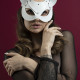 Маска кошечки Feral Feelings - Catwoman Mask, натуральная кожа, белая