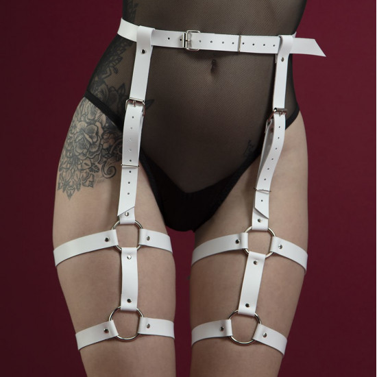 Гартеры Feral Feelings - Garter, натуральная кожа, цвет белый