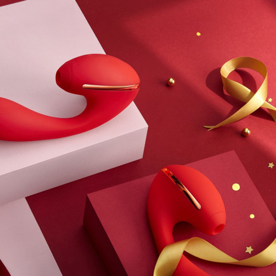 Вакуумный вибратор KISTOY Tina с подогревом, вагинально-клиторальный, диаметр 3,5см