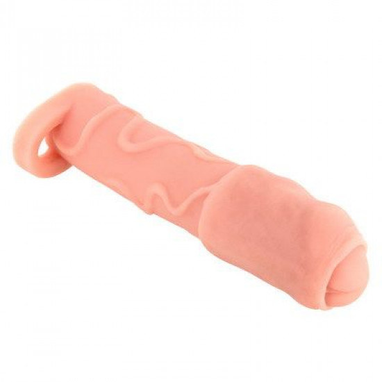 Насадка на член Real Body - Real Extender DICKY с закрытой головкой и кольцом для мошонки