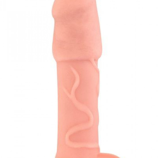 Насадка на член Real Body - Real Extender DICKY с закрытой головкой и кольцом для мошонки