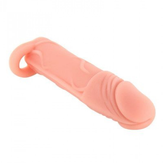 Насадка на член Real Body - Real Extender HUGY с открытой головкой и кольцом для мошонки