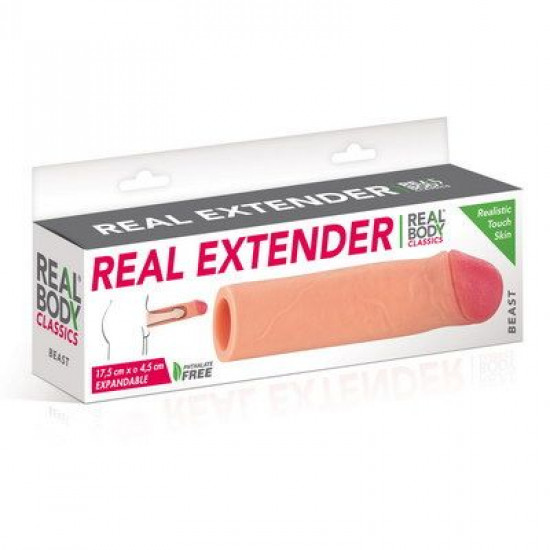Насадка на член Real Body - Real Extender BEAST с приоткрытой головкой