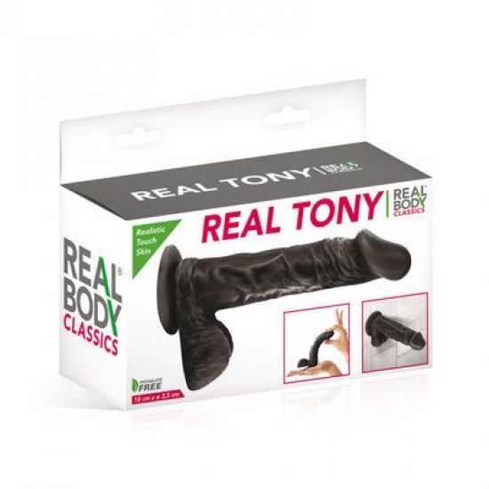 Фаллоимитатор Real Body - Real Tony Black, TPE, диаметр 3,5см