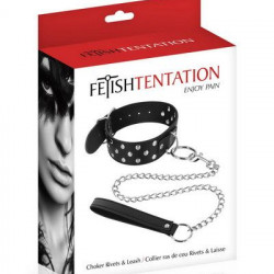 Нашийник з повідцем Fetish Tentation Rivets and Leash