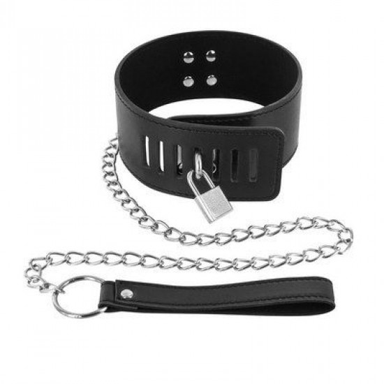 Ошейник с замком и с поводком Fetish Tentation Padlock and Leash