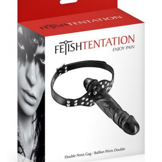 Кляп с двойным фаллоимитатором Fetish Tentation Double Penis Gag Black