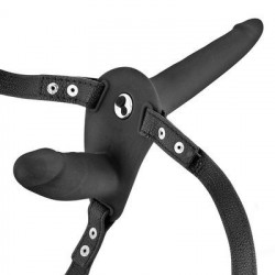 Подвійний страпон з вібрацією Fetish Tentation Vibrating Strap-On with Double Dildo Black