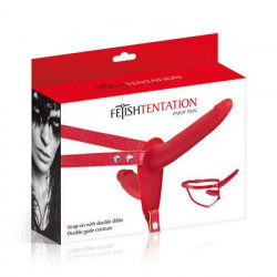 Подвійний страпон Fetish Tentation Strap-On with Double Dildo Red