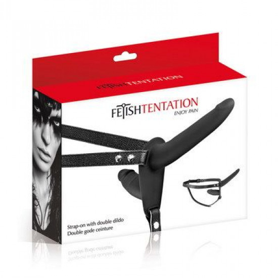 Двойной страпон Fetish Tentation Strap-On with Double Dildo Black