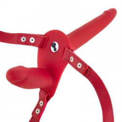 Подвійний страпон з вібрацією Fetish Tentation Vibrating Strap-On with Double Dildo Red