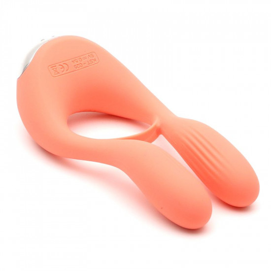 Вибратор для пар KISTOY Martin Orange, два мотора, крепление на член, диаметр 32мм