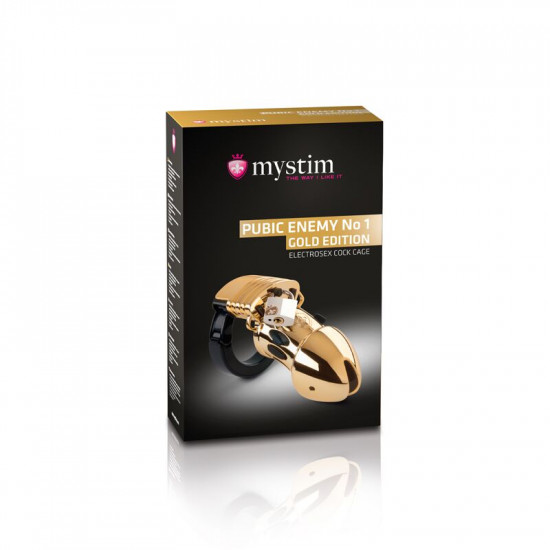 Клетка для члена с электростимуляцией Mystim Pubic Enemy No 1 - Gold Edition