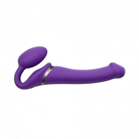 Безремневой страпон с вибрацией Strap-On-Me Vibrating Violet M диаметр 3,8 см, пульт ДУ, регулируемый