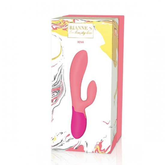 Вибратор-кролик Rianne S: Xena Coral/Rose, 10 режимов, медицинский силикон, подарочная упаковка