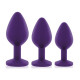 Набор силиконовых анальных пробок с кристаллом Rianne S: Booty Plug Set Purple, диаметр 3,2см, 3,5см, 4,2см