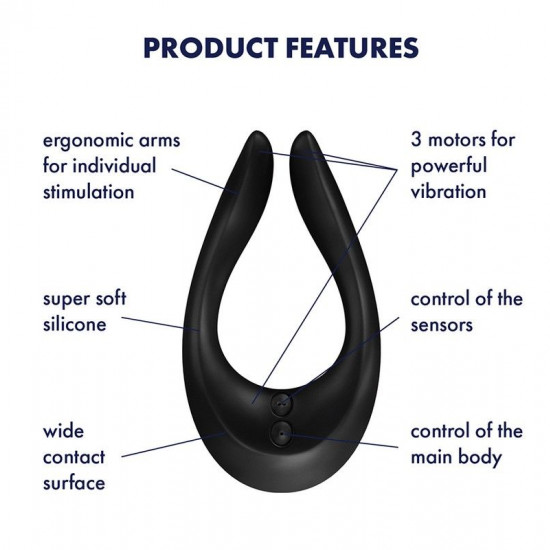 Вибратор для пар Satisfyer Endless Joy Black, 3 независимых мотора, многофункциональный