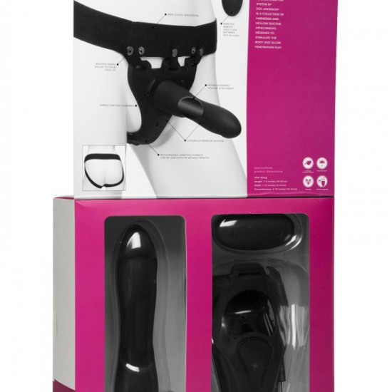 Страпон унисекс с вибрацией Doc Johnson Body Extensions - BE IN CHARGE, полая насадка