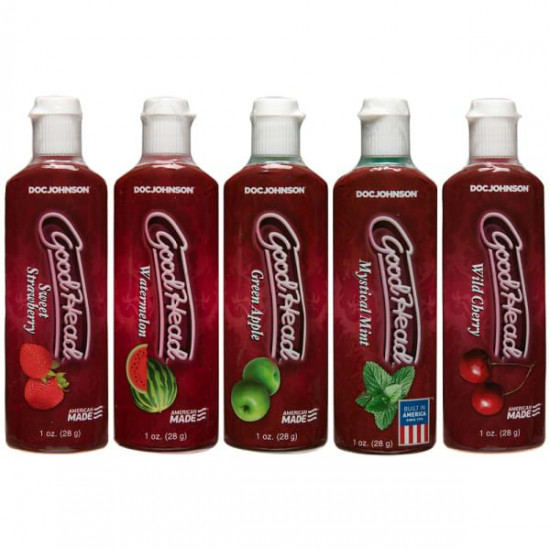 Набор смазок для орального секса Doc Johnson GoodHead 5×29мл, клубника, вишня, арбуз, мята, яблоко