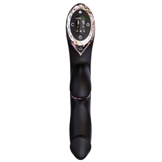 Вакуумный вибратор-кролик с подогревом KISTOY A-King Pro Black, с LED-экраном