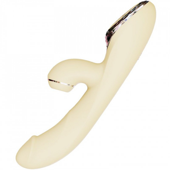 Вакуумный вибратор-кролик с подогревом KISSTOY A-King Pro Yellow, с LED-экраном