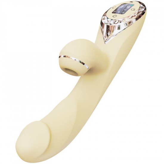 Вакуумный вибратор-кролик с подогревом KISSTOY A-King Pro Yellow, с LED-экраном