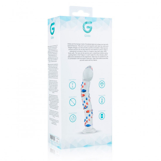 Стеклянный дилдо с изгибами и рисунком Gildo Glass Dildo No. 3