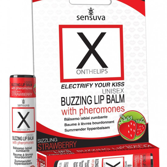 Стимулирующий бальзам для губ унисекс Sensuva – X on the Lips Strawberry с феромонами, клубника